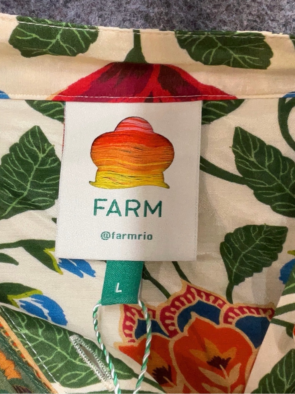 Farm Rio Garden Tapestry Sand Boho Floral Blouse Large NWT - Picture 6 of 7